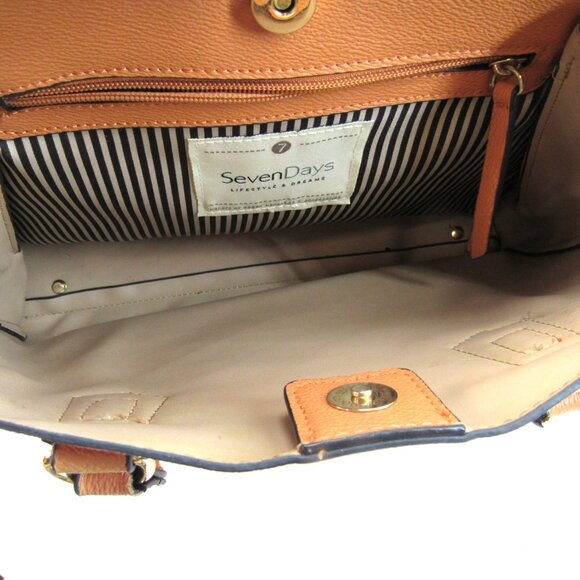 Seven Days Lifestyles & Dreams Brown Vegan Double Handled Handbag 9 1/2"X13" - Picture 7 of 9